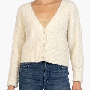Kut From The Kloth - Petra Crop Cardigan
 Cream Cable Knit Sweater